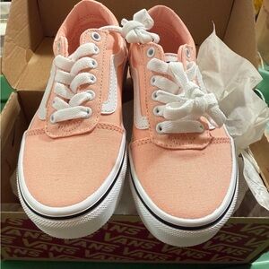 Vans Kids Peach Canvas Old Skool Sneakers with White Stripe